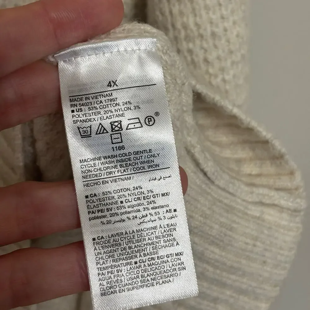 NWT Old Navy SoSoft Crew-Neck Tunic Sweater in Off White / Cream - Size 4X
